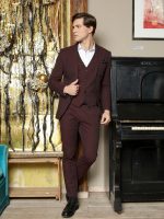 Ανδρικό παντελόνι LOREDO σε μπορντό 4557 - Image 4