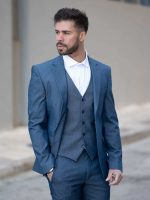 Ανδρικό Υφασμάτινο Γιλέκο LOUIS 9597 Μπλε - Image 2