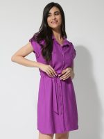 Γυναικείο Φόρεμα Με Γιακά Και Ζώνη 933083 Magenta - Image 2