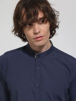 Πουκάμισο Με Μάο Γιακά MARAKES 33-7369 Μπλε Slim-fit