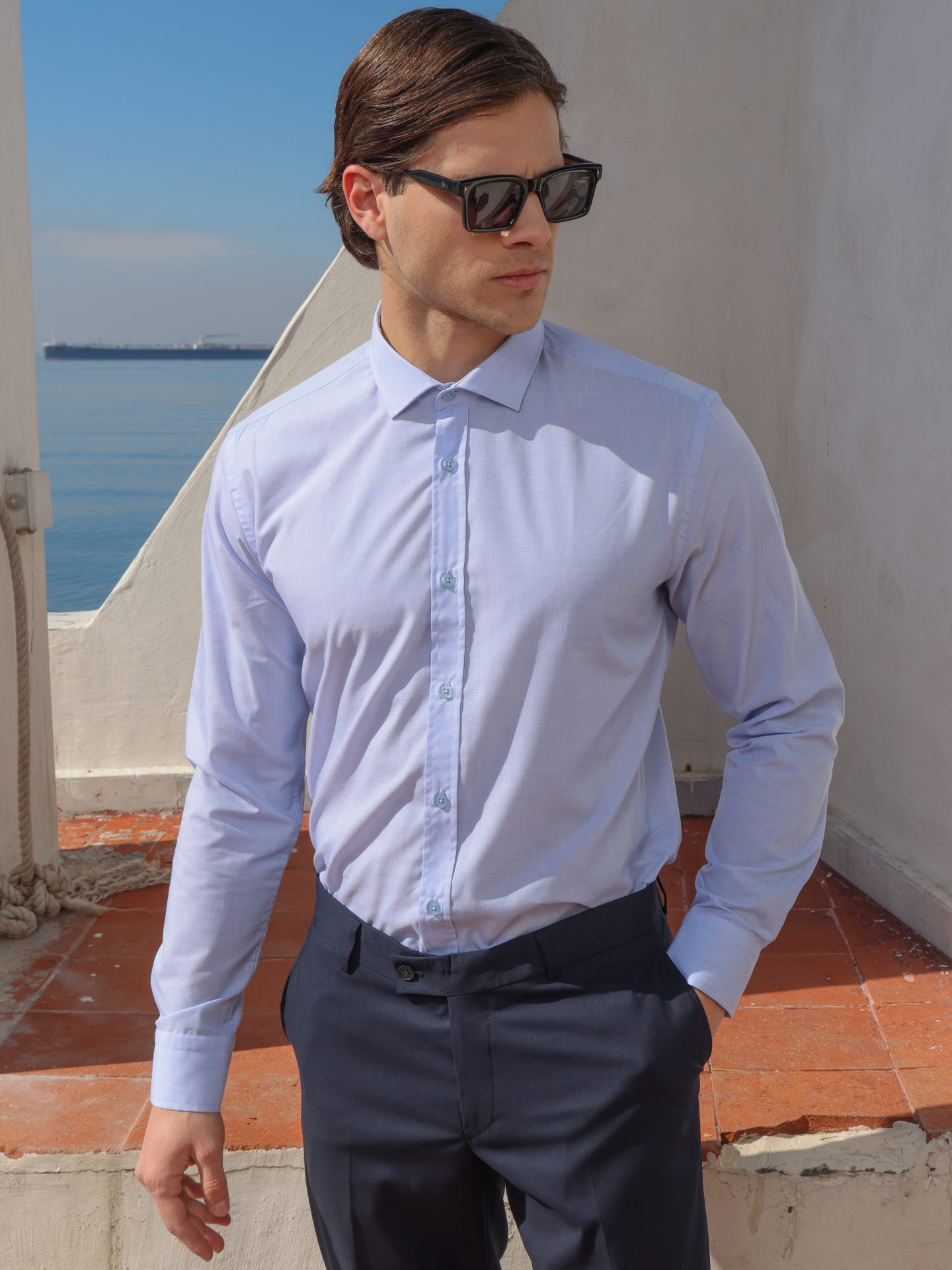 1X9A7550 Πουκάμισο GENARO 33-7350 Light Blue Slim-fit - Image 1