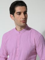 Πουκάμισο Λινό Με Μάο Γιακά Ardito 33-6112 Μοβ Slim Fit - Image 3