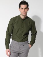 Πουκάμισο Με Μάο Γιακά MARAKES 33-7369 Χακί Slim-fit - Image 3
