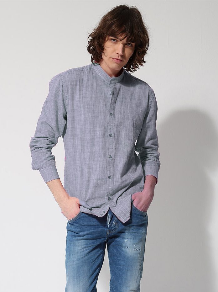 33-6112 INDIGO Πουκάμισο Λινό Με Μάο Γιακά Ardito 33-6112 Indigo Slim Fit - Image 1