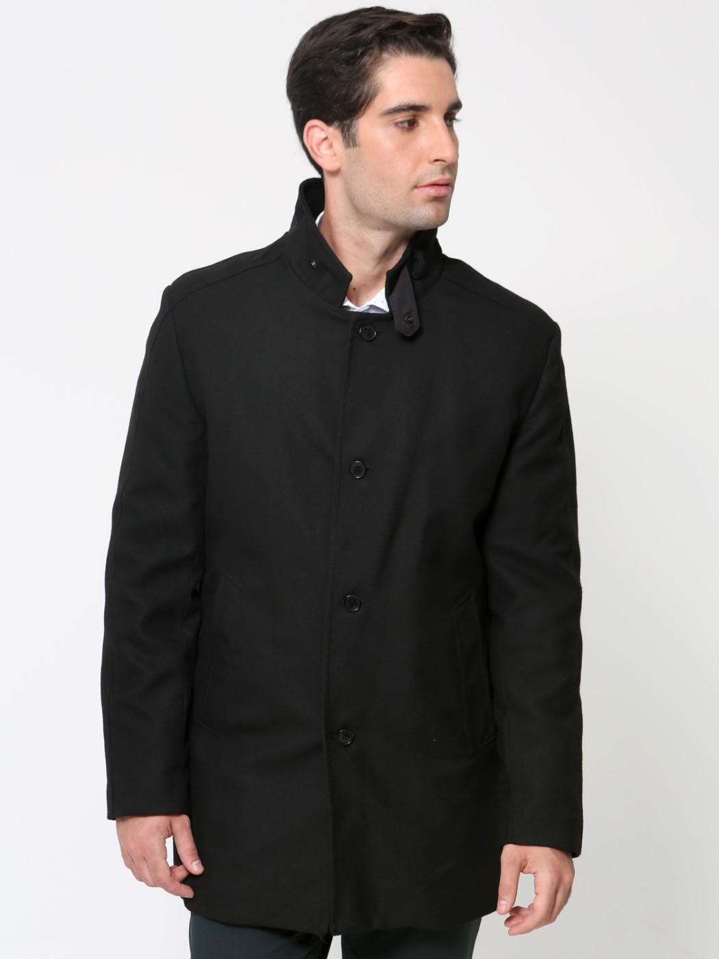 1350 Ανδρικό Παλτό JERSEY 2565 Μαύρο - Image 1