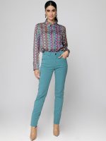 Γυναικείο Παντελόνι Medium Fit - Slim ZANET 8468 Πετρόλ