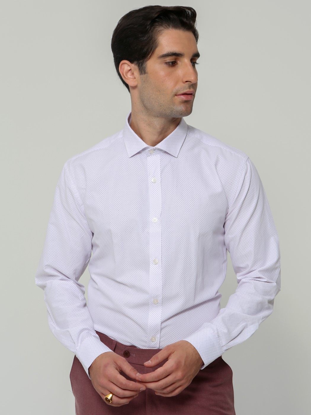 1592 Πουκάμισο DIEGO 33-7397 Λευκό Με Σχέδιο Slim-fit - Image 1