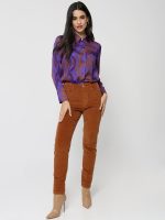 Γυναικείο Κοτλέ Παντελόνι High Fit NESS 7435 Καμηλό - Image 3