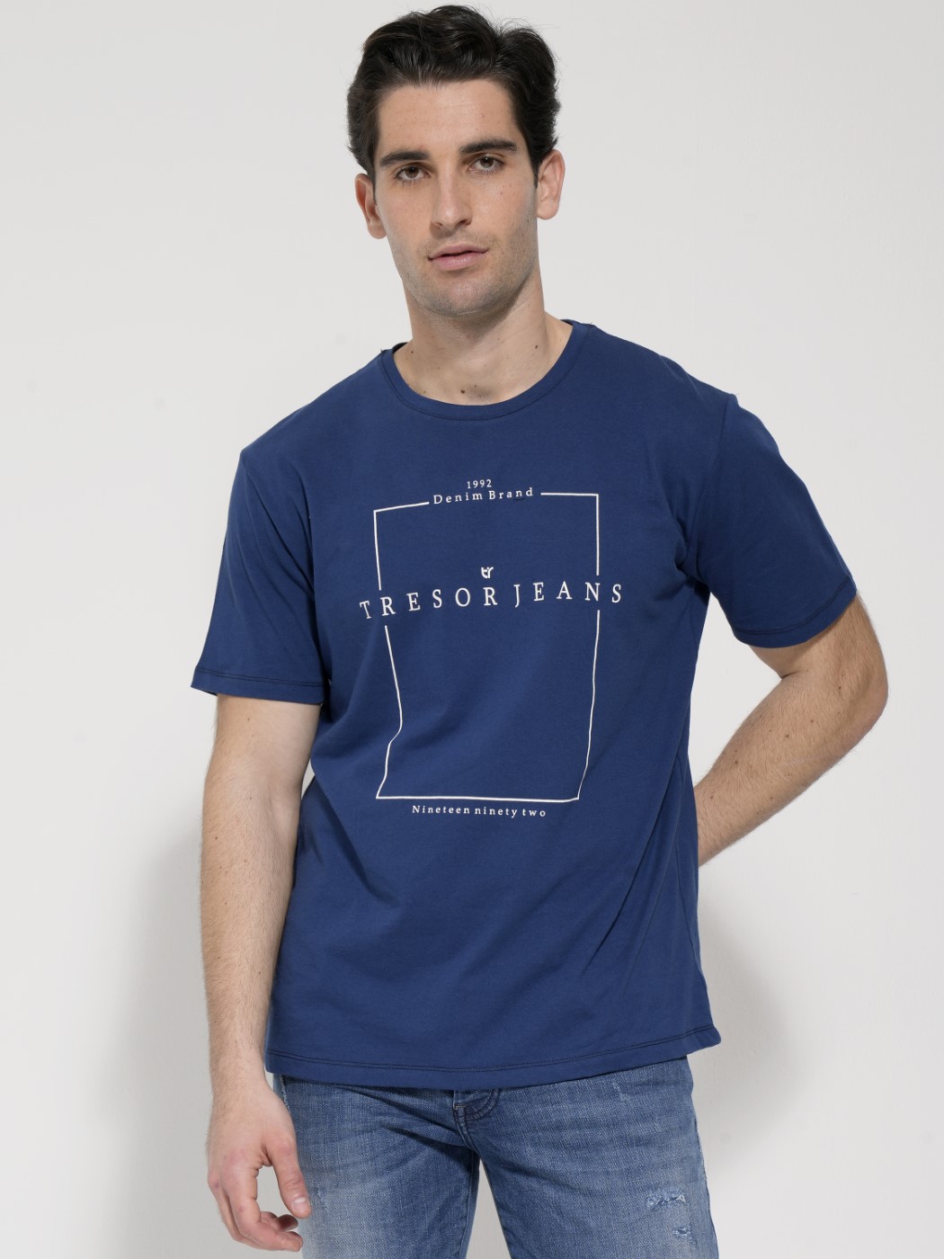 0294 Ανδρικό Βαμβακερό Κοντομάνικο T-shirt Fun 207032 Μπλε - Image 1