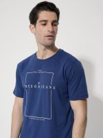 Ανδρικό Βαμβακερό Κοντομάνικο T-shirt Fun 207032 Μπλε - Image 4