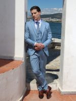 Ανδρικό Κοστούμι Με Γιλέκο Charis 33-1611 Light Blue