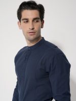 Πουκάμισο Λινό Με Μάο Γιακά Ardito 33-6112 Μπλε Slim Fit - Image 3