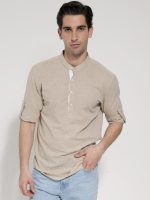 Ανδρικό Λινό Πουκάμισο Slim 33-6116 Μπεζ