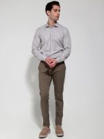 Ανδρικό Slim Ριγέ Πουκάμισο SILVANO 33-7401 Λευκό/Olive Slim-fit - Image 2