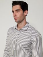 Ανδρικό Slim Ριγέ Πουκάμισο SILVANO 33-7401 Λευκό/Olive Slim-fit - Image 3