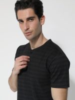 Βαμβακερό T-shirt Με Ιδιαίτερη Πλέξη Roan 207017 Μαύρο - Image 3