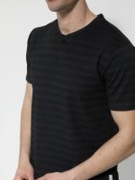 Βαμβακερό T-shirt Με Ιδιαίτερη Πλέξη Roan 207017 Μαύρο - Image 2