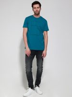 Ανδρικό Βαμβακερό Κοντομάνικο T-shirt Fun 207032 Πετρόλ - Image 4