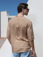 Πουκαμίσα Με Μάο Γιακά Και Μανίκι 3/4 Kody 33-7405 Μπεζ Slim-fit - Image 6