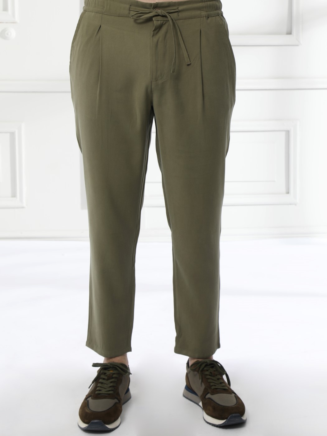 210-910_xaki_z3071 Παντελόνι Με Λάστιχο & Κορδόνι Francesco 210-910 Χακί - Image 1