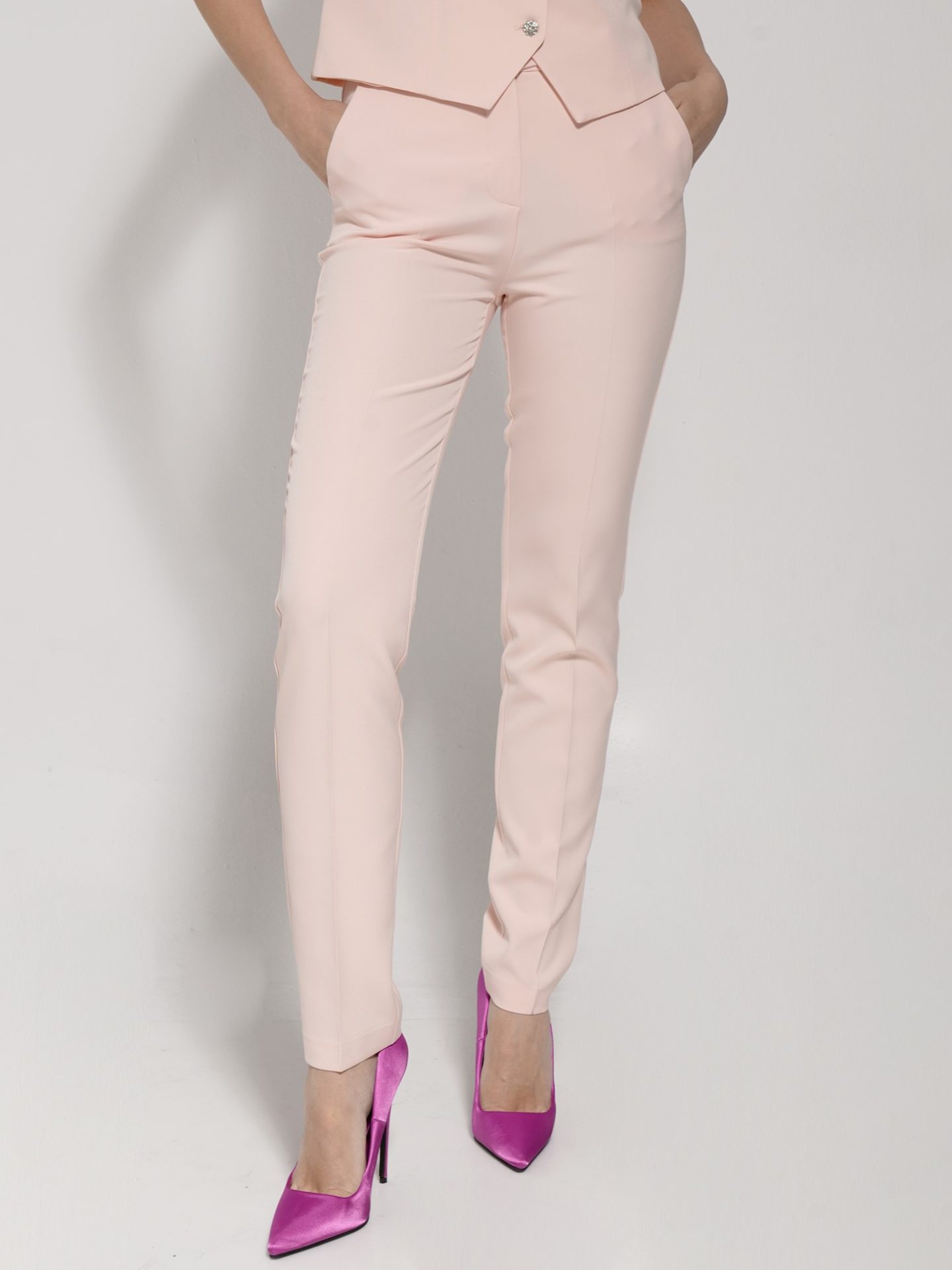 7690-5_poydra_z0673k Γυναικείο Υφασμάτινο Παντελόνι LINA 7690-5 Πούδρα - Image 1