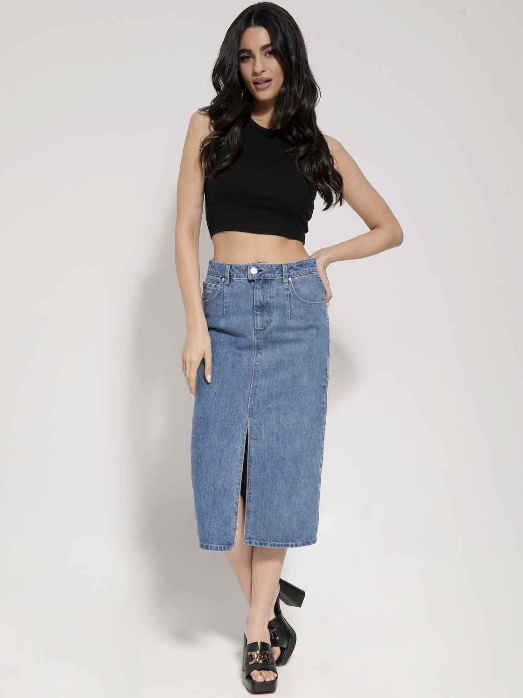 942038_foysta_z0569 Ψηλόμεση Μίντι Jean Φούστα Claire 942038 Μπλε - Image 1