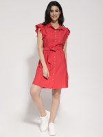 Γυναικείο Φόρεμα Κοντό Με Ζώνη Silvia 942039 Κοραλί - Image 3