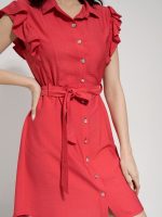 Γυναικείο Φόρεμα Κοντό Με Ζώνη Silvia 942039 Κοραλί