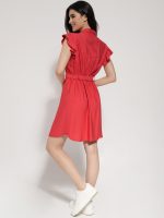 Γυναικείο Φόρεμα Κοντό Με Ζώνη Silvia 942039 Κοραλί - Image 4