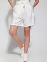 Αέρινη Γυναικεία Βερμούδα Με Ζώνη Chloe Shorts 953086 Λευκό - Image 4