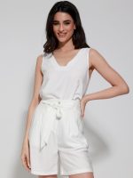 Αέρινη Γυναικεία Βερμούδα Με Ζώνη Chloe Shorts 953086 Λευκό - Image 2