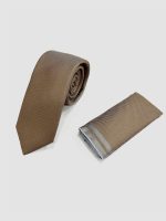 Ανδρική Γραβάτα Με Μαντηλάκι 33-6099 Beige 2