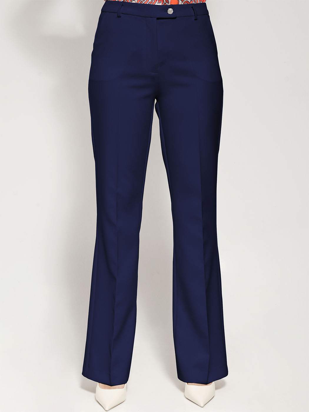 mple 1 copy Υφασμάτινο Παντελόνι Καμπάνα Lara 7696-2 Μπλε - Image 1