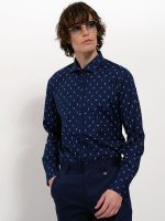 Πουκάμισο Ελαστικό Με Εφαρμογή Slim Coley 33-7410 Μπλε Slim-fit - Image 4