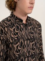 Πουκάμισο με Μάο Γιακά & Σχέδιο Timo 33-7403 Μαύρο/Καφέ Slim-fit