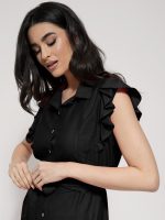 Γυναικείο Φόρεμα Κοντό Με Ζώνη Silvia 942039 Μαύρο - Image 2