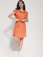 Γυναικείο Φόρεμα Κοντό Με Ζώνη Silvia 942039 Peach - Image 3