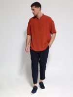 Κοντομάνικη Πουκαμίσα Με Μάο Γιακά Bahamas 33-7432 Κεραμιδί - Image 4