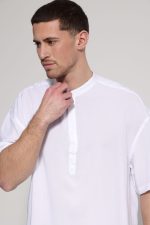 Κοντομάνικη Πουκαμίσα Με Μάο Γιακά Bahamas 33-7432 Λευκό - Image 3