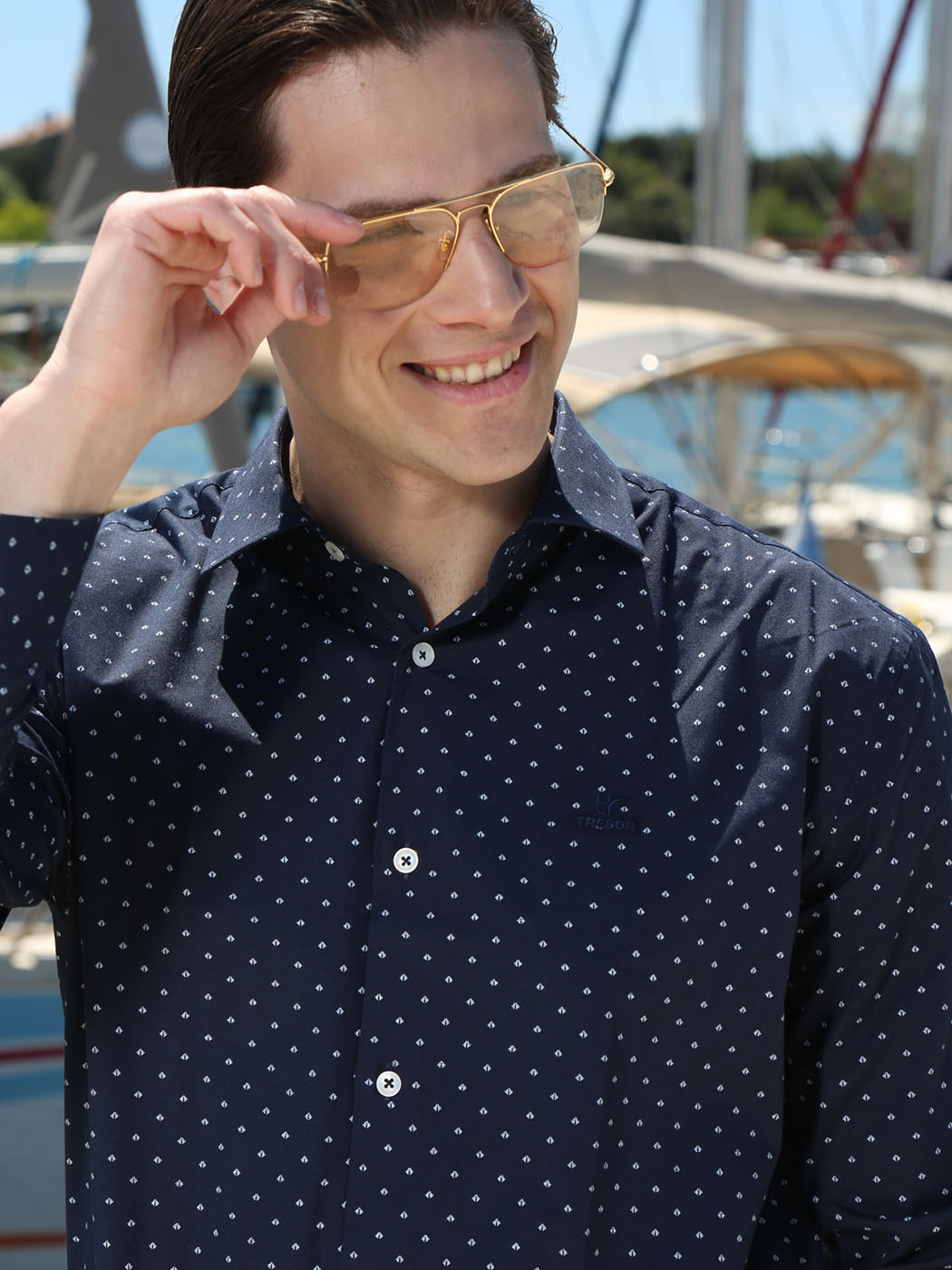 33-8157 ΜΠΛΕ (2) copy Ανδρικό Κλασσικό Πουκάμισο TAILOR-FIT Blake 33-8157 Μπλε Φαρδιά γραμμή - Image 1