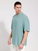 Κοντομάνικη Πουκαμίσα Με Μάο Γιακά Bahamas 33-7432 Μέντα - Image 6