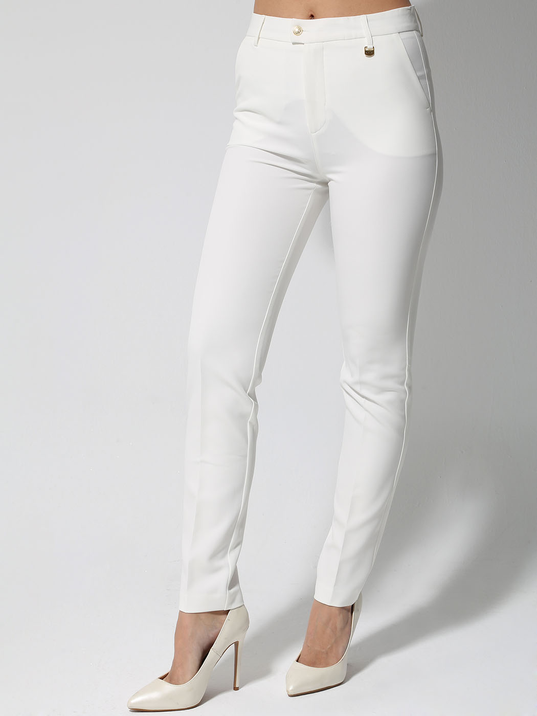 7690-1 ΛΕΥΚΟ (4) copy Γυναικείο Παντελόνι High Fit LINA 7690-1 Λευκό - Image 1