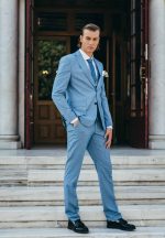 Μοντέρνο Γαμπριάτικο Κοστούμι Με Γιλέκο Charis 33-1611 Light Blue - Image 4