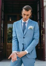 Μοντέρνο Γαμπριάτικο Κοστούμι Με Γιλέκο Charis 33-1611 Light Blue - Image 5