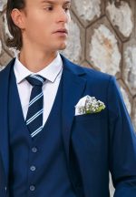 Μοντέρνο Γαμπριάτικο Κοστούμι Με Γιλέκο Houston 33-1699 Μπλε - Image 2