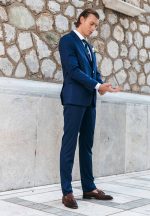 Μοντέρνο Γαμπριάτικο Κοστούμι Με Γιλέκο Houston 33-1699 Μπλε - Image 5