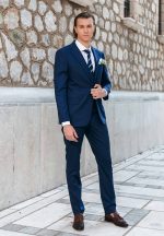 Μοντέρνο Γαμπριάτικο Κοστούμι Με Γιλέκο Houston 33-1699 Μπλε