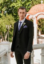 Μοντέρνο Γαμπριάτικο Κοστούμι Με Γιλέκο Houston 33-1699 Μαύρο - Image 2