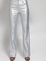 Γυναικείο Eco-Leather Παντελόνι Καμπάνα RENATA 7604 ασημί - Image 5
