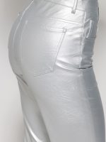 Γυναικείο Eco-Leather Παντελόνι Καμπάνα RENATA 7604 ασημί - Image 8